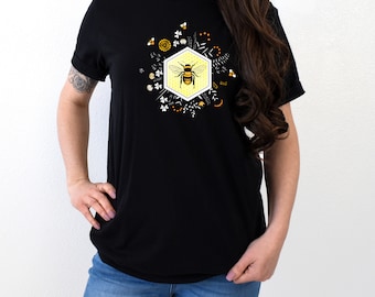 Honigbienen-Hexagon-Hemd, Botanisches Hemd, Garten-Hemd, Erde-Tagesgeschenke, Honigbienen-T-Stücke, Bienenmutteroberseiten, Imkergeschenk, außer den Bienen