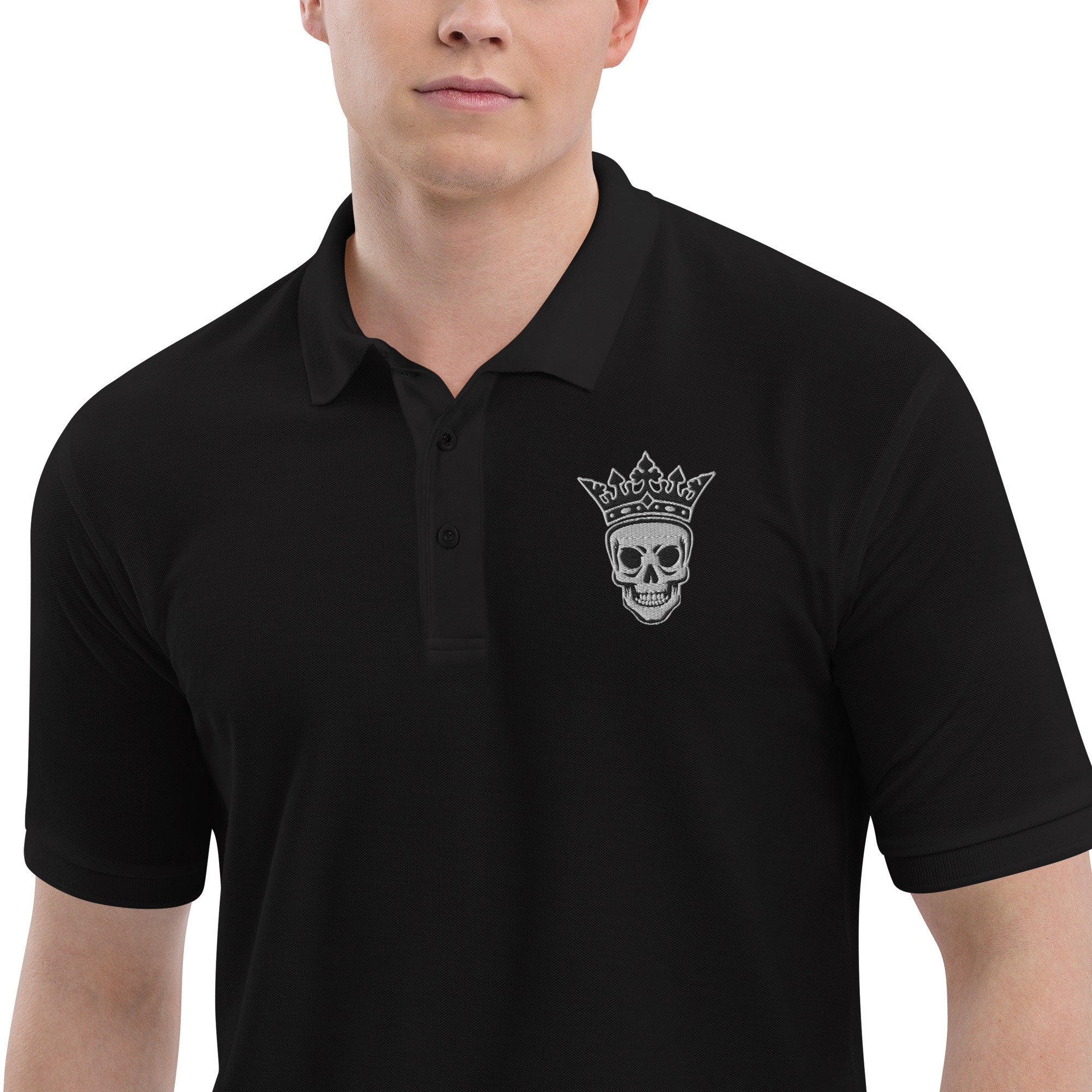 関送込 DND4DES Gothic Graphic Plaid-Collar Polo T-Shirt DND4DES Gothic Graphic Plaid-Collar Polo T-Shirt