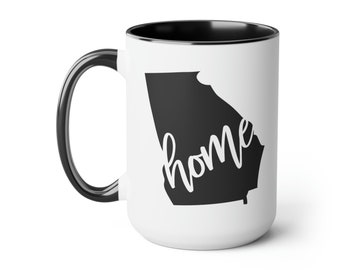 Georgia Mug | State Mug | Home Mug | Gift For Him | Gift For Her | Georgia Gift | Moving Away Gift  Two-Tone Coffee Mugs, 15oz