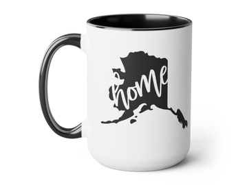 Alaska Mug | State Mug | Home Mug | Gift For Him | Gift For Her  Moving Away Gift | Alaska Gift | Alaska State Two-Tone Coffee Mugs, 15oz