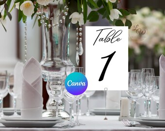 Modern Minimalist Wedding table cards Template, Printable Fully Editable INSTANT Download, SVG Bundle Editable in Canva,