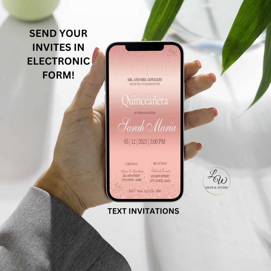 Quinceanera Electronic Invitation Template Editable Digital Download