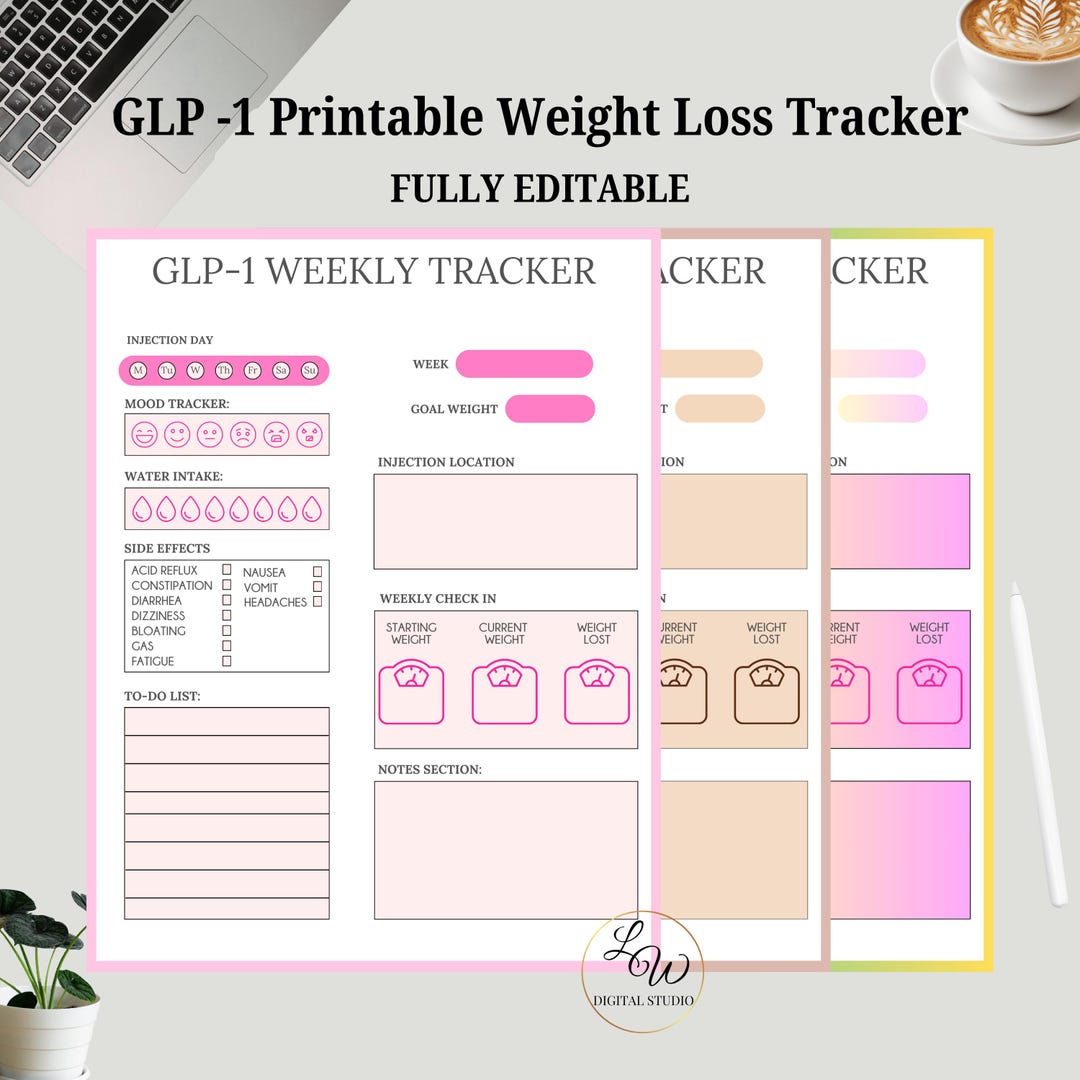 GLP1 Weight Loss Tracker Printable, Tirzepatide Weekly Journal, GLP1 ...