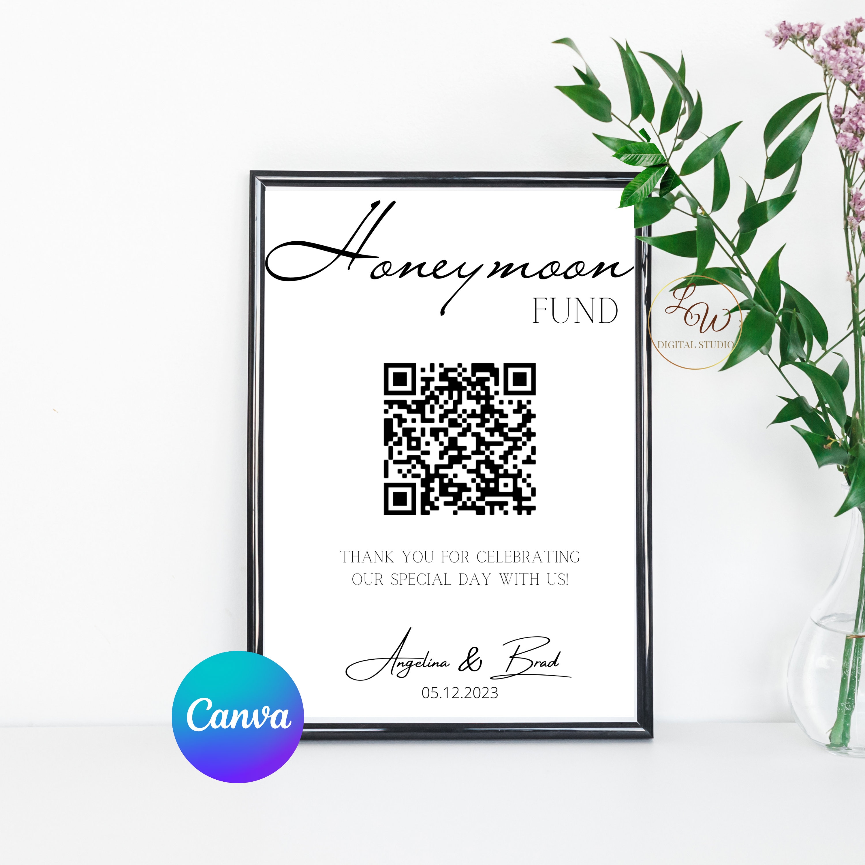 Honeymoon Fund Template, Printable Fully Editable INSTANT Download, SVG ...