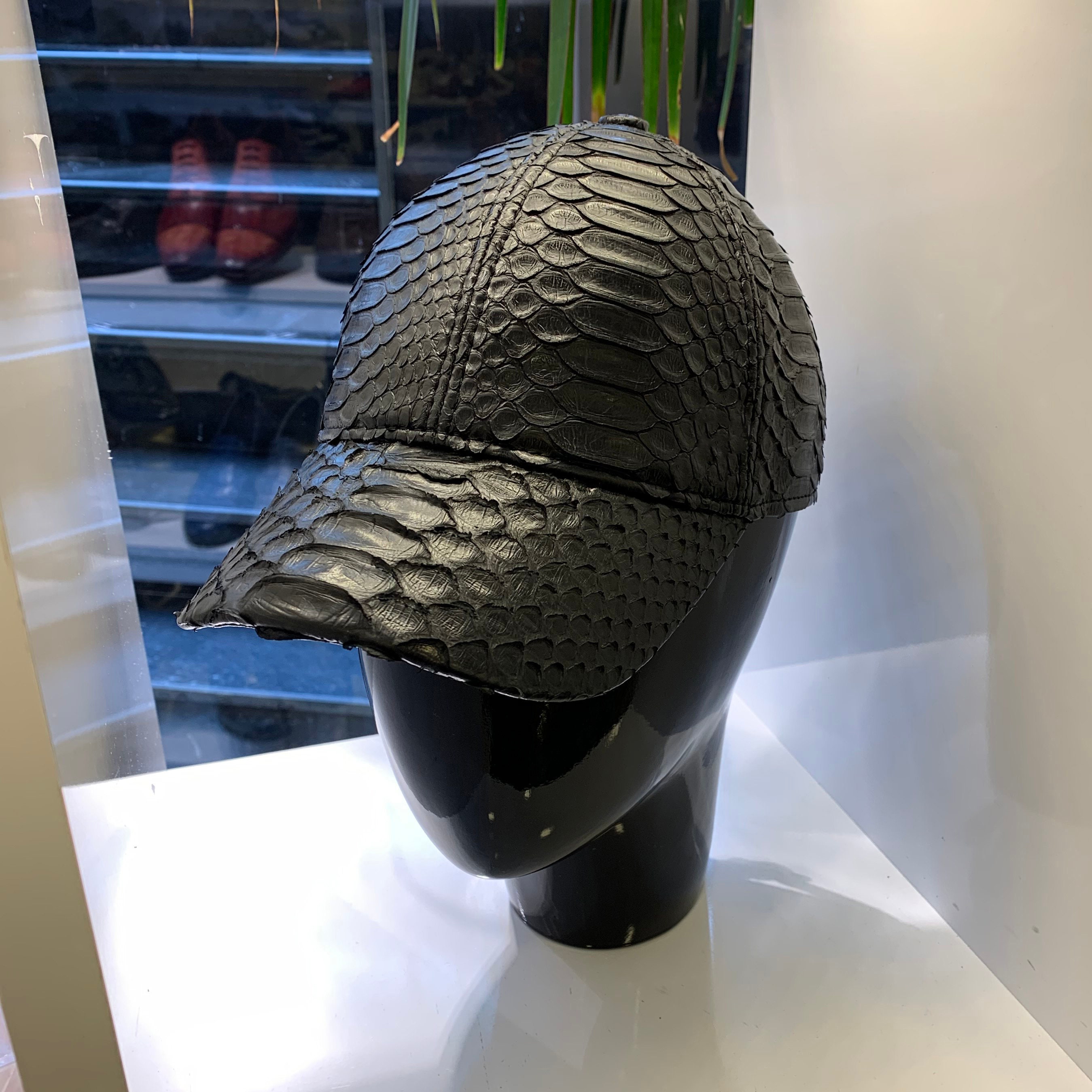 帽子 Newera Pyson leather Hat Unisex King Python Leather Cap, Snakeskin Cap, Men Leather