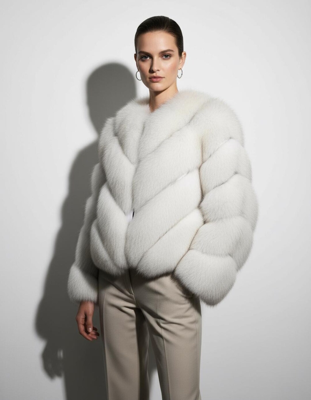 オーストラリア製フォックス】SOLMAR ファーコート フォックス 白 L相当