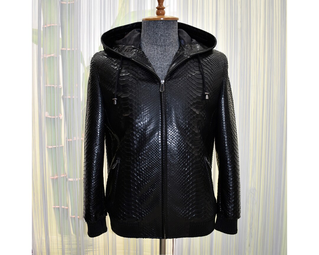Men's Genuine Python Leather Luxury Snake Skin Exotic Hoodie Jacket - Etsy