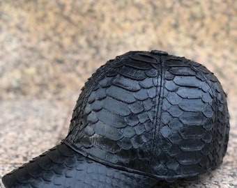 CSV New York Black Python Leather Hat Accessories – CSV New York main image 4
