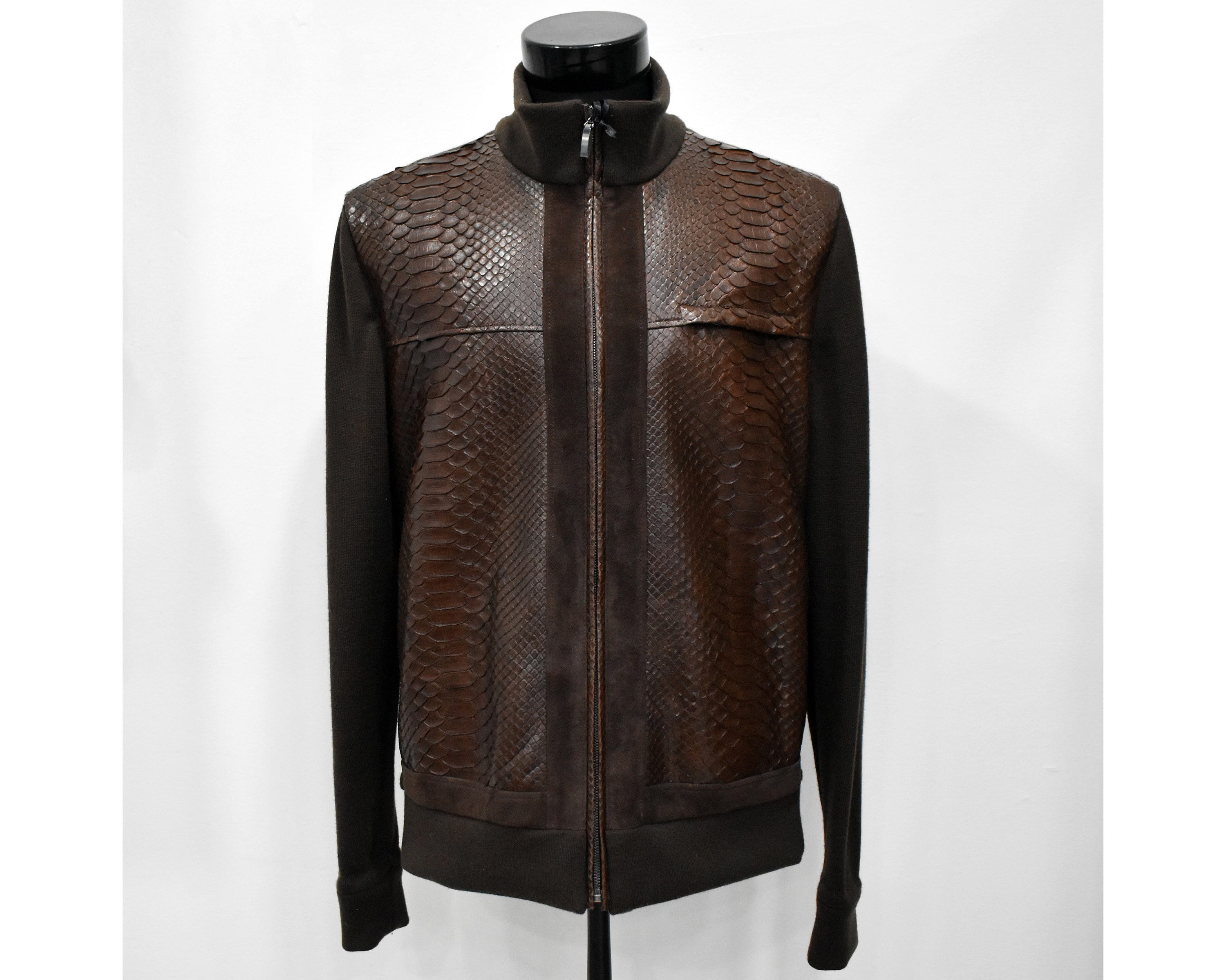 Louis Vuitton Brown Wool Mohair Ribbed Suede Panel Heavy Bomber