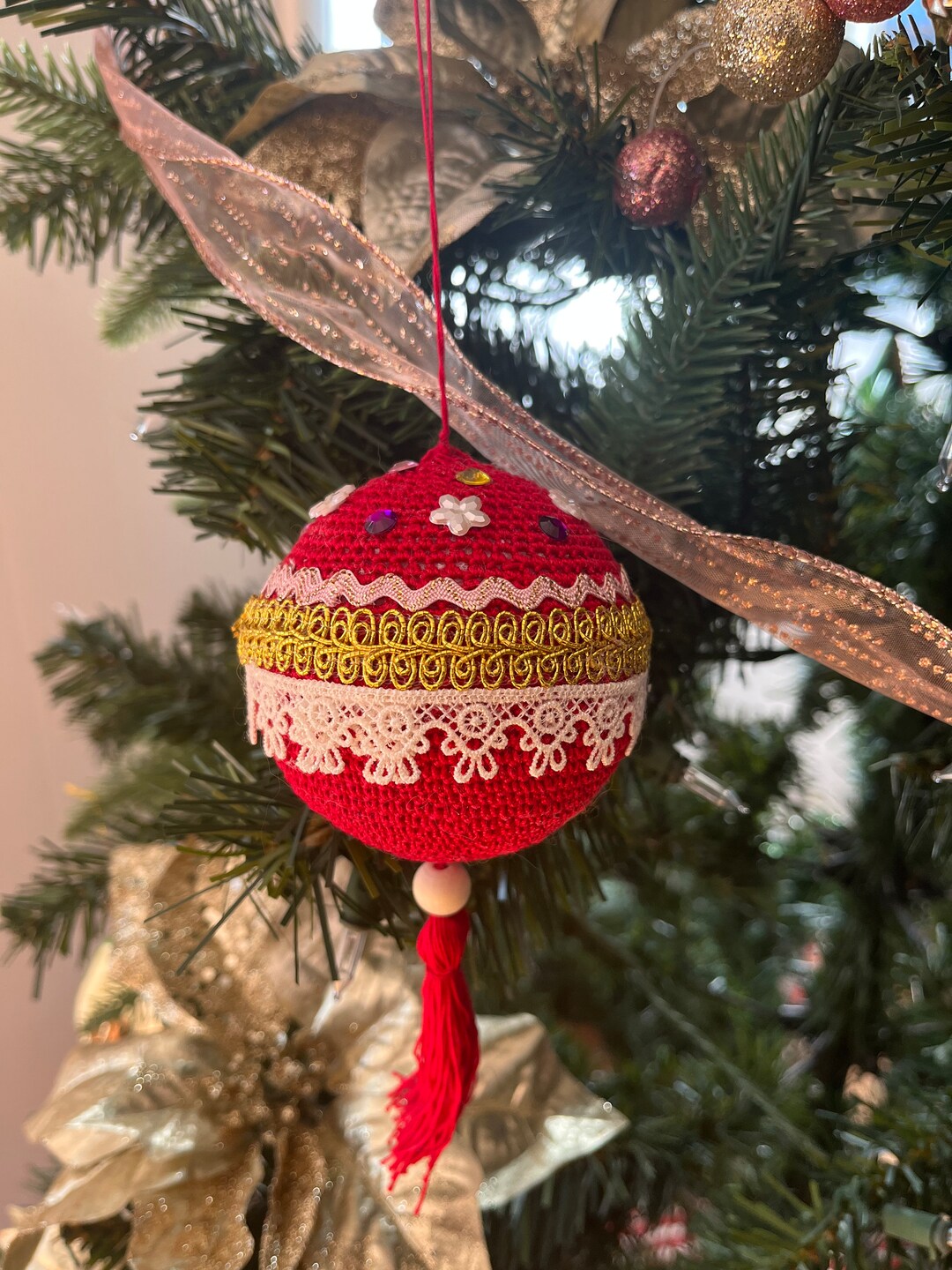 Crochet Christmas Ball Ornament Etsy