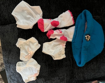 Doll panties, doll socks and a cute vintage doll hat
