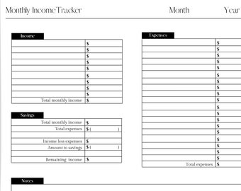 Income Tracker Printable | Etsy