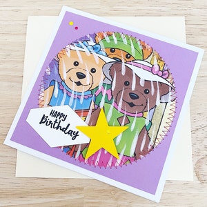 Carte d'anniversaire bananes en pyjama, carte de voeux petit livre d'or Amy Lulu et Morgan Bears, carte d'anniversaire surcyclée/recyclée