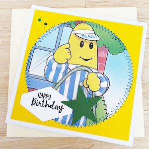 Bananen im Schlafanzug, Geburtstagskarte, B1 und B2 Goldenes Buch Grußkarte, Upcycled/Recycled Geburtstagskarte