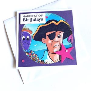 Carte d'anniversaire The Wiggles, Captain Feathersword et Henry, carte de voeux Little Golden Book, carte d'anniversaire surcyclée/recyclée