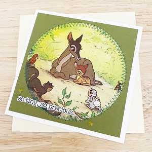 Carte de bébé Bambi, carte de voeux Bambi Little Golden Book, carte d'anniversaire recyclée/recyclée