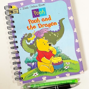 Winnie the Pooh, Pooh and the Dragon – up-cycled/recycled Little Golden Book – Diary/Journal/Notebook/Scrapbook/Art Journal