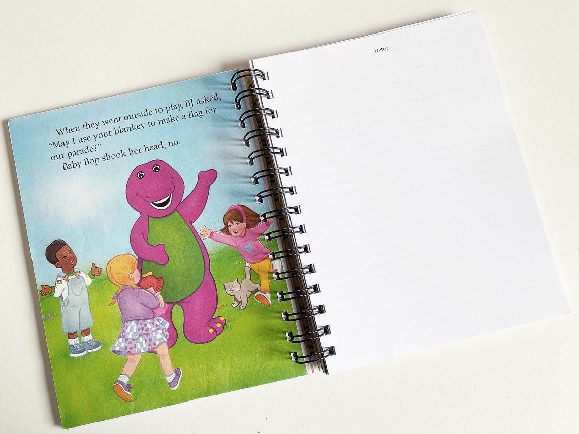 Barney Sharing is Caring – Up-cycled/recycled Little Golden Book ...