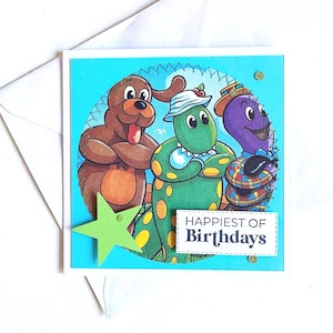The Wiggles Geburtstagskarte, Wags/Dorothy/Henry, Little Golden Book Grußkarte, Upcycled/recycled Geburtstagskarte