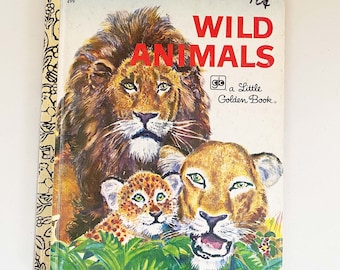 Wilde dieren, gouden boekje, vintage, hardcover, 1976, kinderboek, vintage
