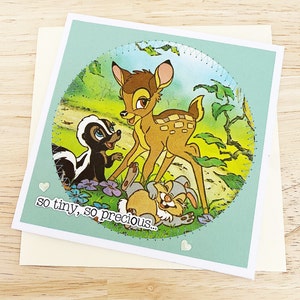 Bambi-babykaart, Bambi Little Golden Book-wenskaart, geüpcycled/gerecycleerde verjaardagskaart