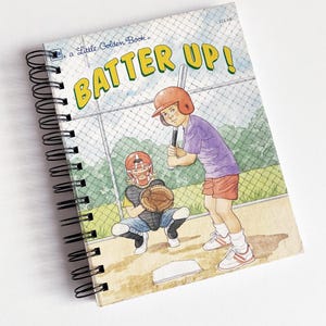 Batter Up! – up-cycled/recycled Little Golden Book – Diary/Journal/Notebook/Scrapbook/Art Journal