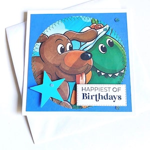 Carte d'anniversaire The Wiggles, Wags and Dorothy, carte de voeux Little Golden Book, carte d'anniversaire surcyclée/recyclée