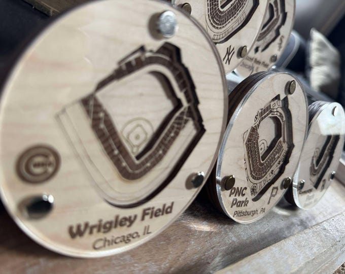 Baseball Stadium Coasters *Laser Made with wood and acrylic