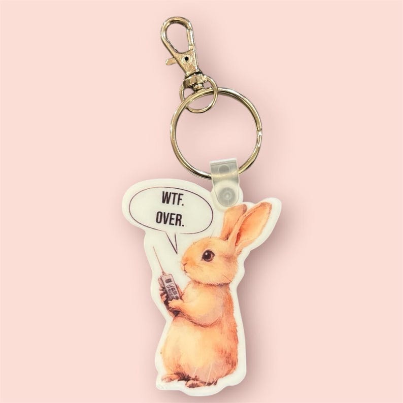 Wtf Over Rabbit WTF Over Bunny With Walkie Talkie Funny Keychain - Etsy