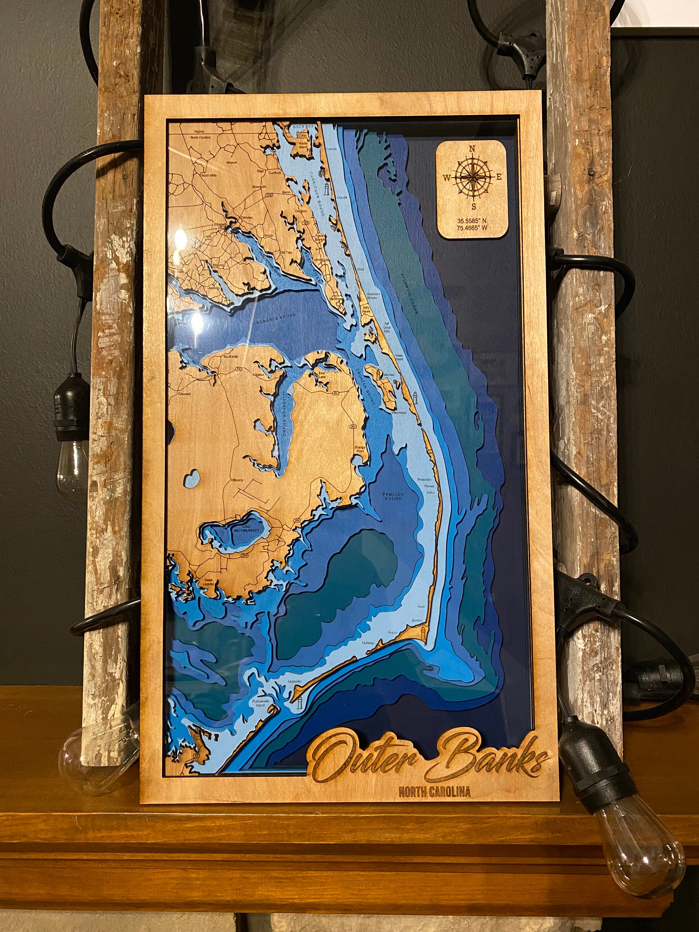 Outer Banks Bathymetric Layered Map Physical Product Etsy