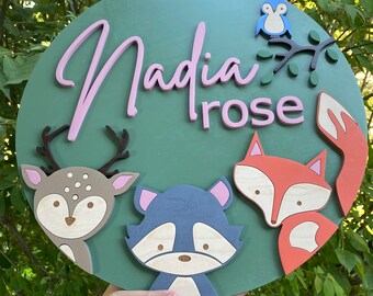 16 inch round Custom Nursery/Child's Room Signs Laser Made, hand painted