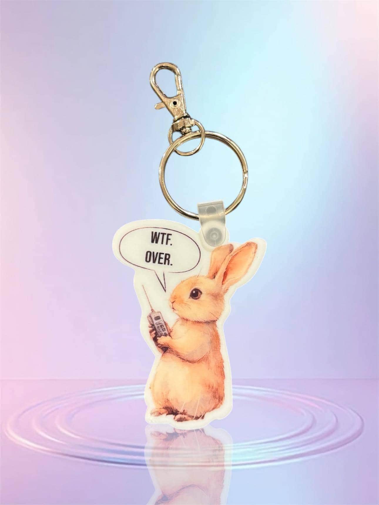 Wtf Over Rabbit WTF Over Bunny With Walkie Talkie Funny Keychain - Etsy