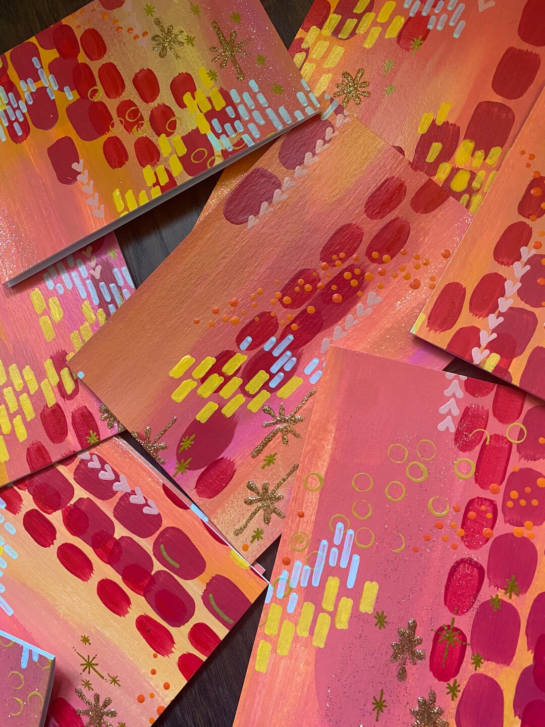 Handpainted Greeting Cards Set of 3 Valentine 3 Etsy