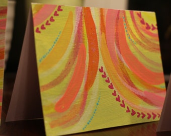 Individual, hand-painted greeting card - Sorbet