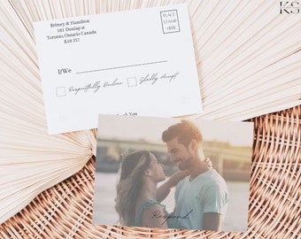 Marilyn - Minimalist RSVP Postcard | Wedding cards | 5.5x4.25 | Editable Template