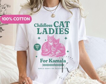 Childless Cat Ladies for Kamala T-Shirt | Vintage Style 2024