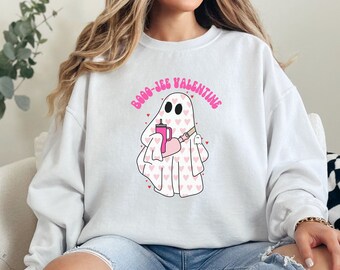 Boo-Jee Valentines day Shirt | Trendy ghost Valentines Day Crewneck | Boogie ghost T-shirt | Valentines Day Gift for Her