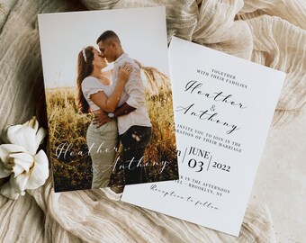 Minimalist Photo Wedding Invitation Template | Double Sided (Digital Download)