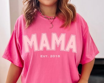 Personalized Mama Est- Tshirt | custom gifts for mom | mama crewneck | oversized graphic mama tshirt | trendy mama shirt