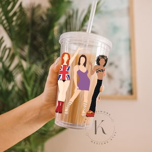 Spice Girls Trendy Acrylbecher 450 ml mit Deckel und Trinkhalm