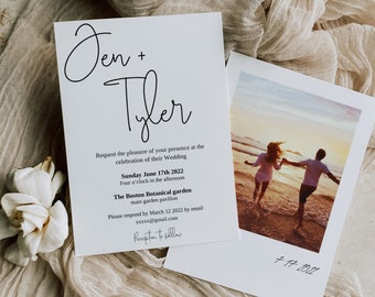 Modern Minimalist Photo Wedding Invitation Template (Digital Download)
