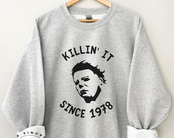 Halloween mike Myers Crewneck Sweater | funny Halloween movie Hoodie | Halloween 1978 | Trendy Mike Myers | Graphic Sweater | Horror Movie