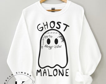 Halloween Crewneck Sweater | Ghost Malone Sweater | Post Malone tattoos | Trendy Graphic Crewneck sweater | Funny Halloween Sweater