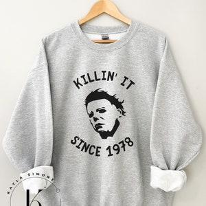 Halloween Mike Myers Crewneck Pullover | lustiger Halloween Film Hoodie | Halloween 1978 | Trendy Mike Myers | Grafischer Pullover | Horrorfilm