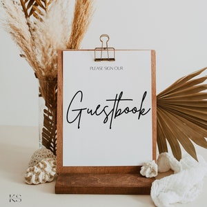 Amelia - Minimalist Guestbook Sign Template | Sign our Guestbook Table Sign | Print at Home