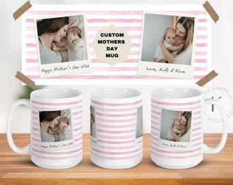 Custom Photo Mug, Mother's Day Keepsake, Personalized Pottery Style Cup