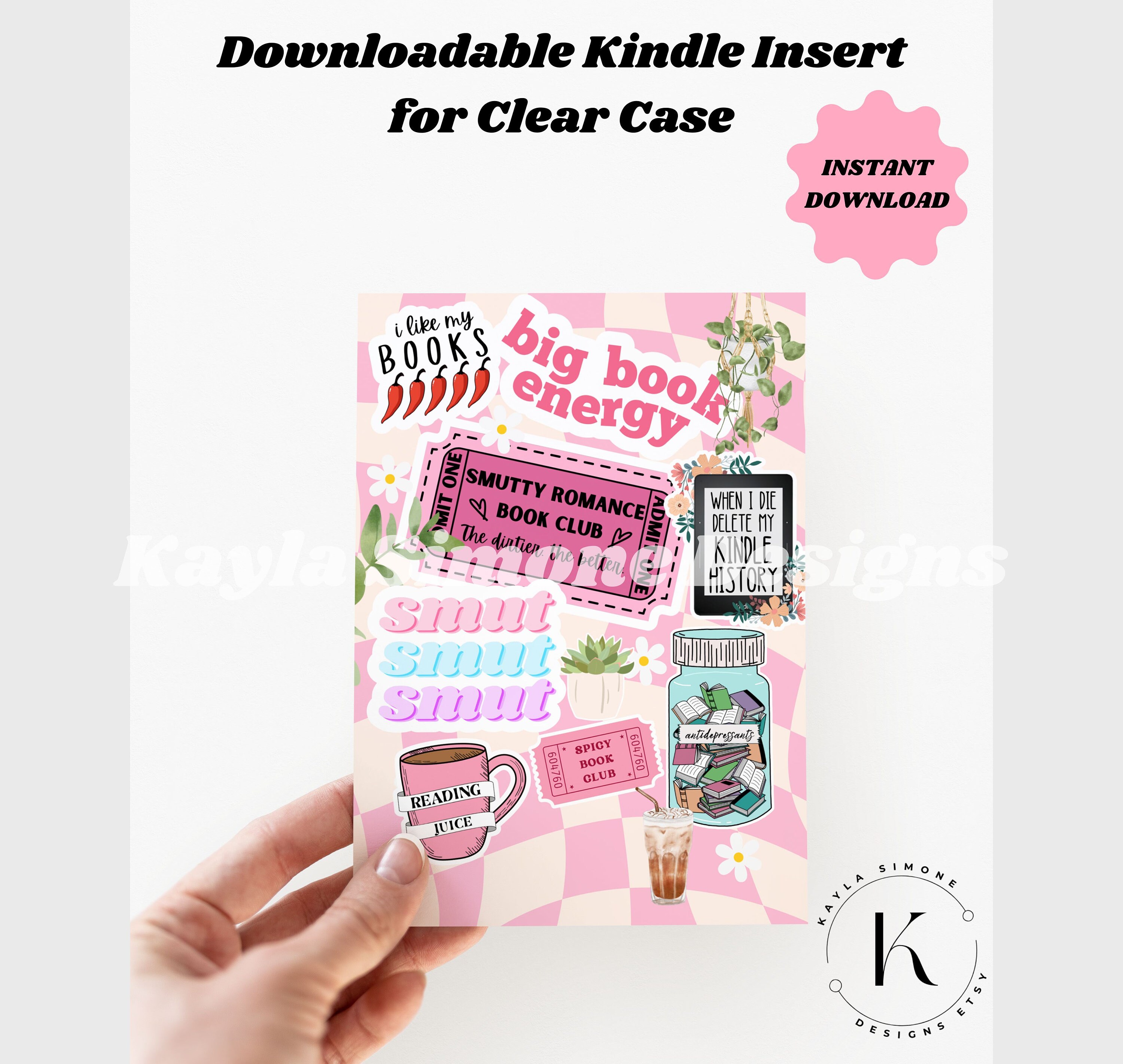 Kindle Insert for Clear Case Kindle Skin Girly Smut Romance Kindle Skin ...