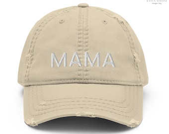 MAMA Embroidered Distressed Dad Hat 