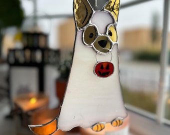 Handmade "Spooky Dog" stained glass suncatcher
