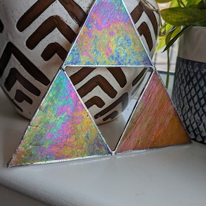 Handmade "The legend of Zelda Triforce" stained glass suncatcher